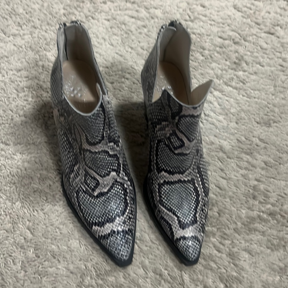 Vince Camuto snake skin booties, excellent condition. Worn a handful of times!